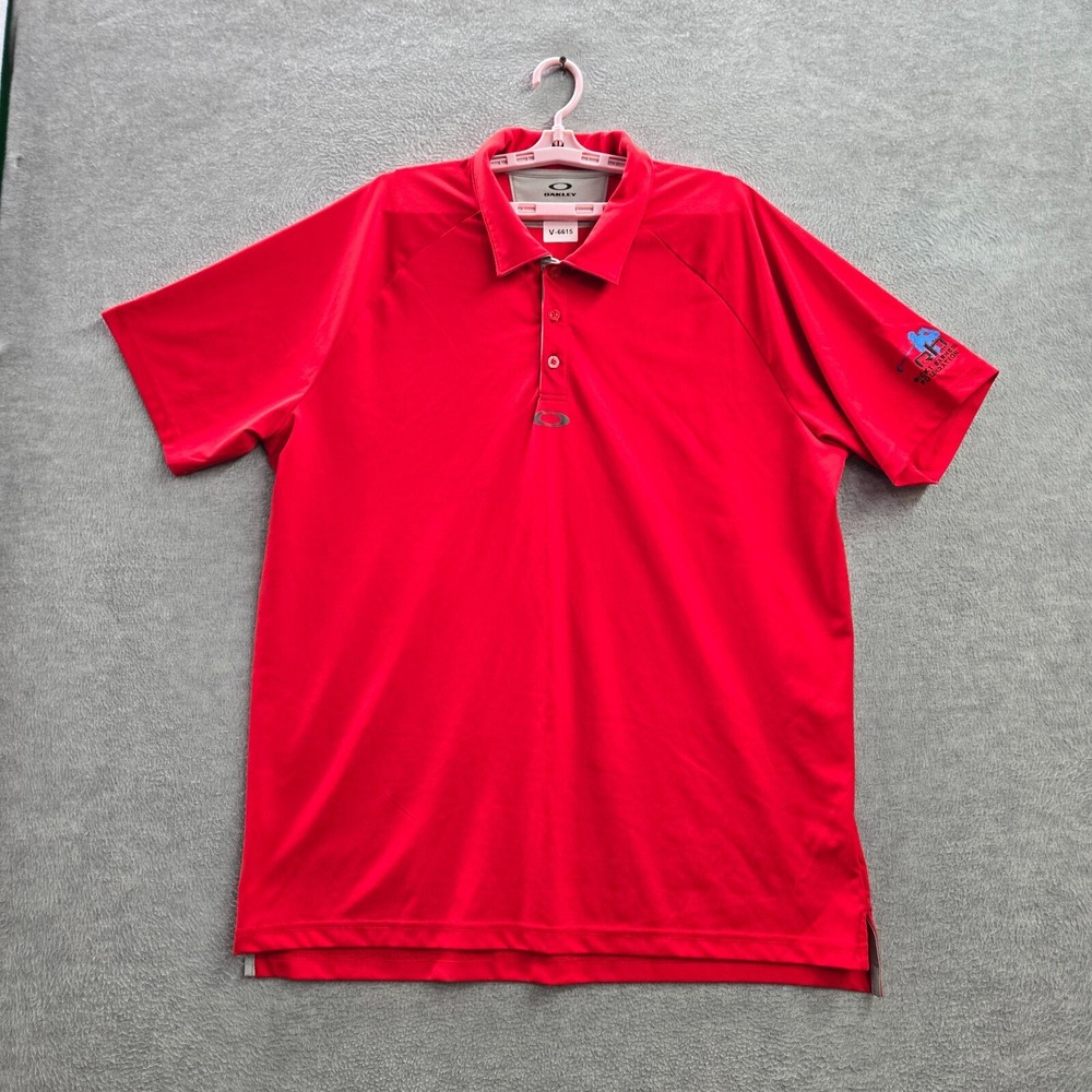 Oakley Men Polo 2XL Red Polyester Golf Performance Short Sleeve Regular Fit